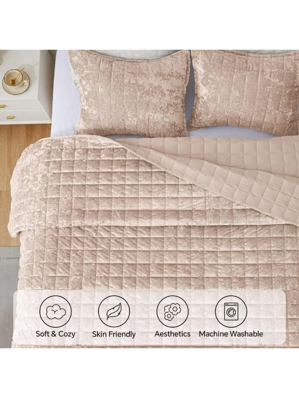 Luxurious Velvet King Size Quilt Set | Soft Comforter Bedding for Cozy Sleep